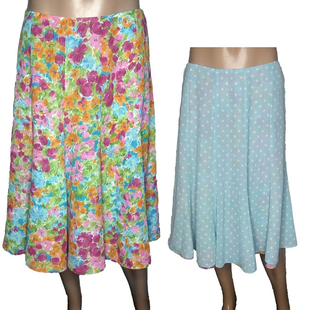 Emma & James Reversible Floral Polka Dot Skirt 12